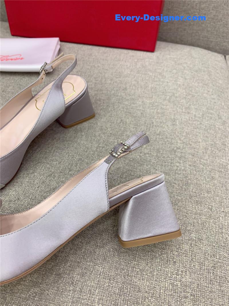 Roger vivier classic diamond buckle silk high heel pumps