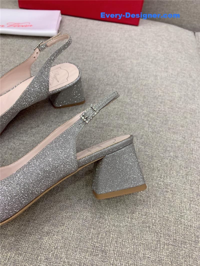roger vivier classic D1am0nd buckle silk high heel pumps