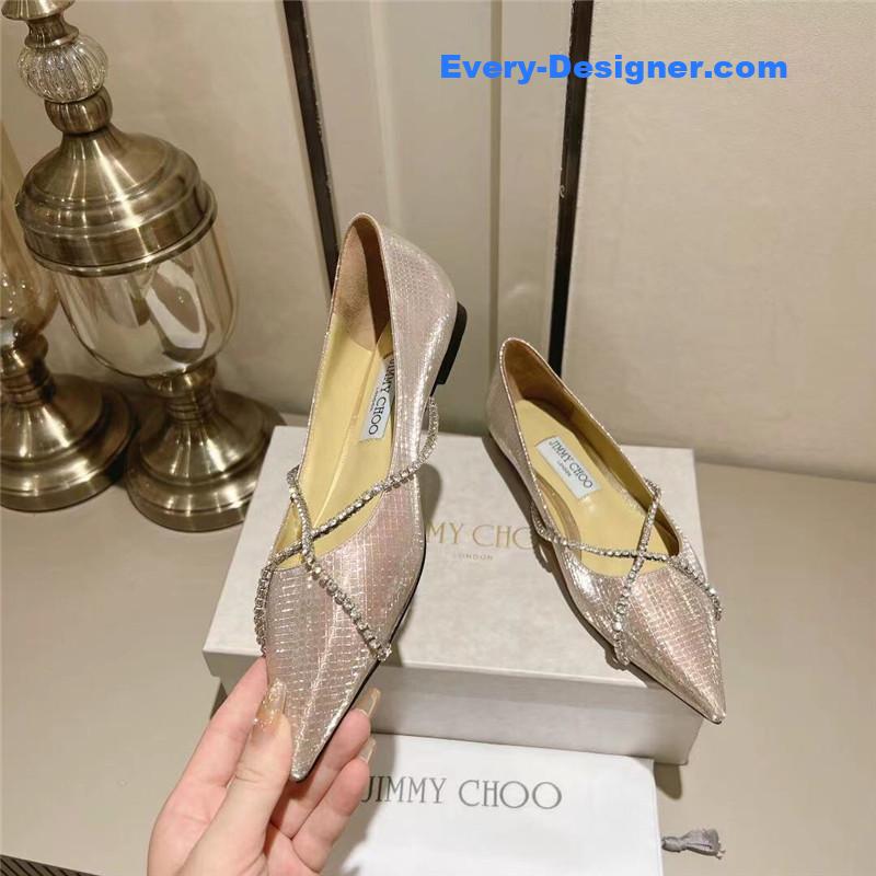 Jimmy Choo Genevi Pointy-toe Ballet Flats