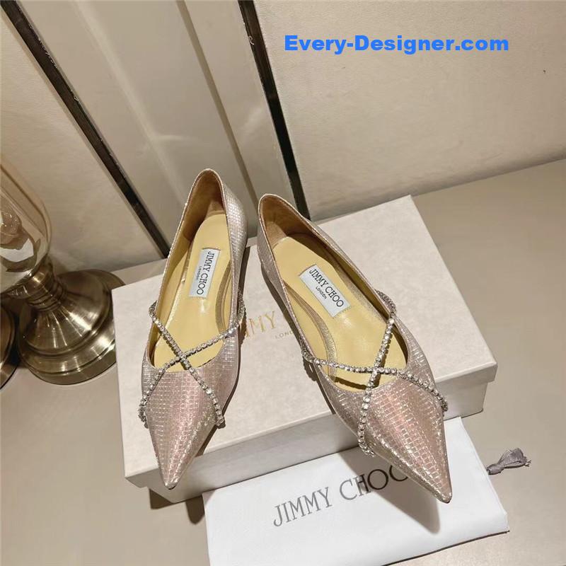 Jimmy Choo Genevi Pointy-toe Ballet Flats