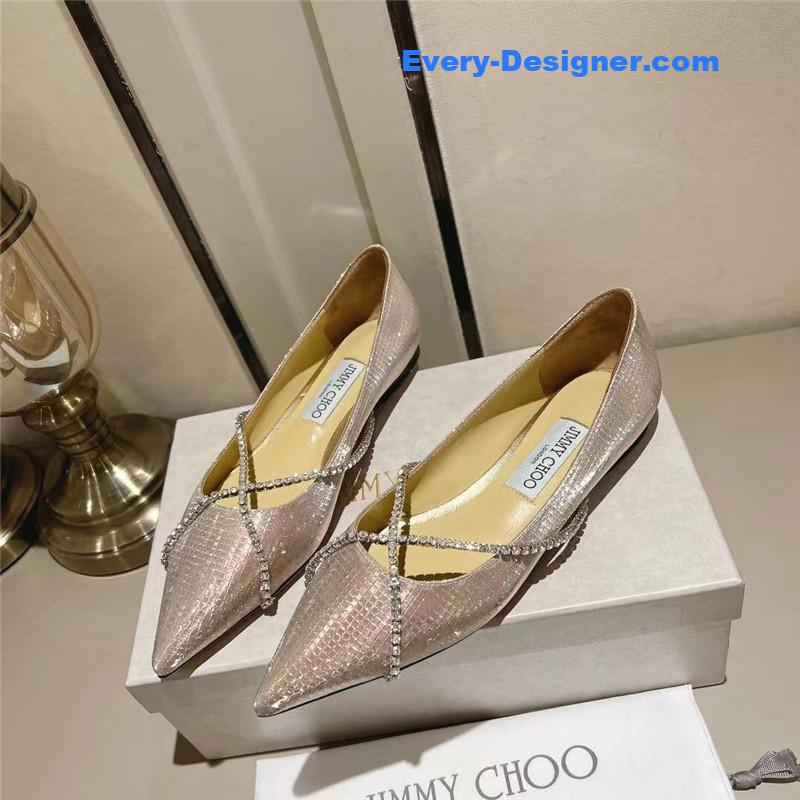 Jimmy Choo Genevi Pointy-toe Ballet Flats