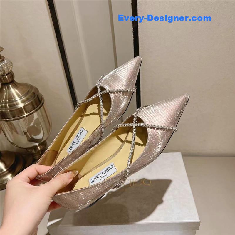 Jimmy Choo Genevi Pointy-toe Ballet Flats