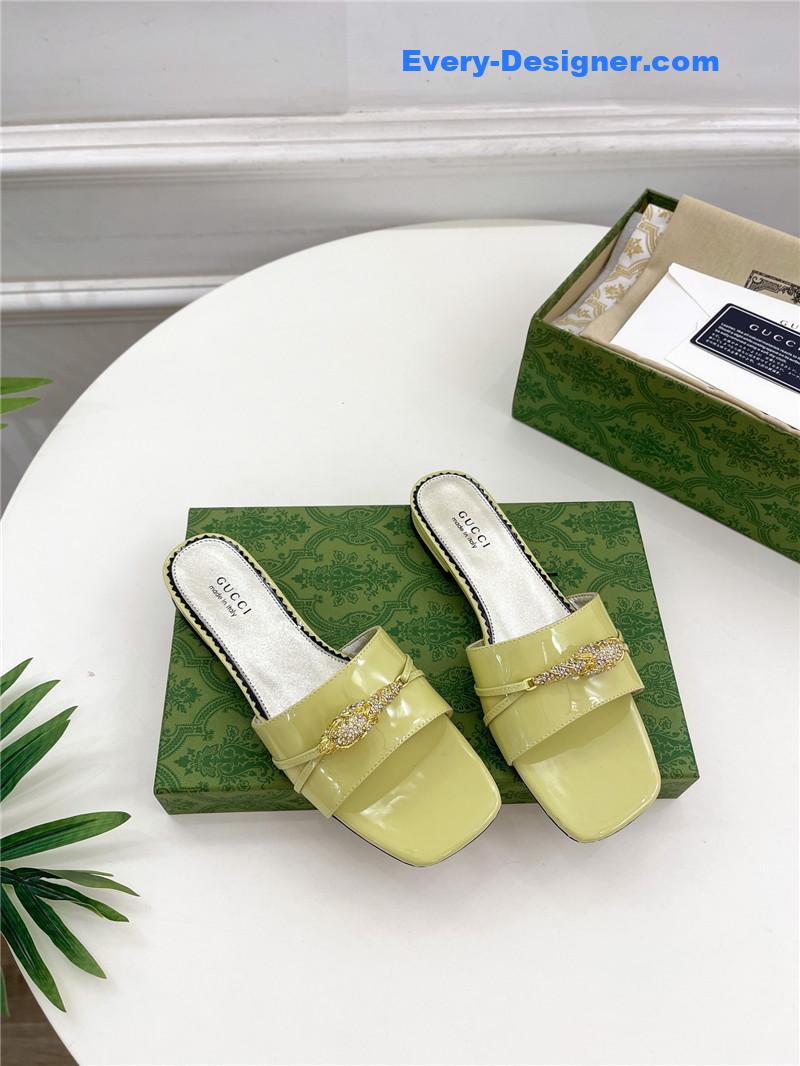 Gucci new metal snake head slippers