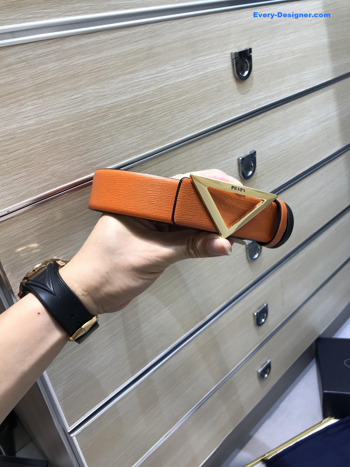 Pra*a saffiano leather belt