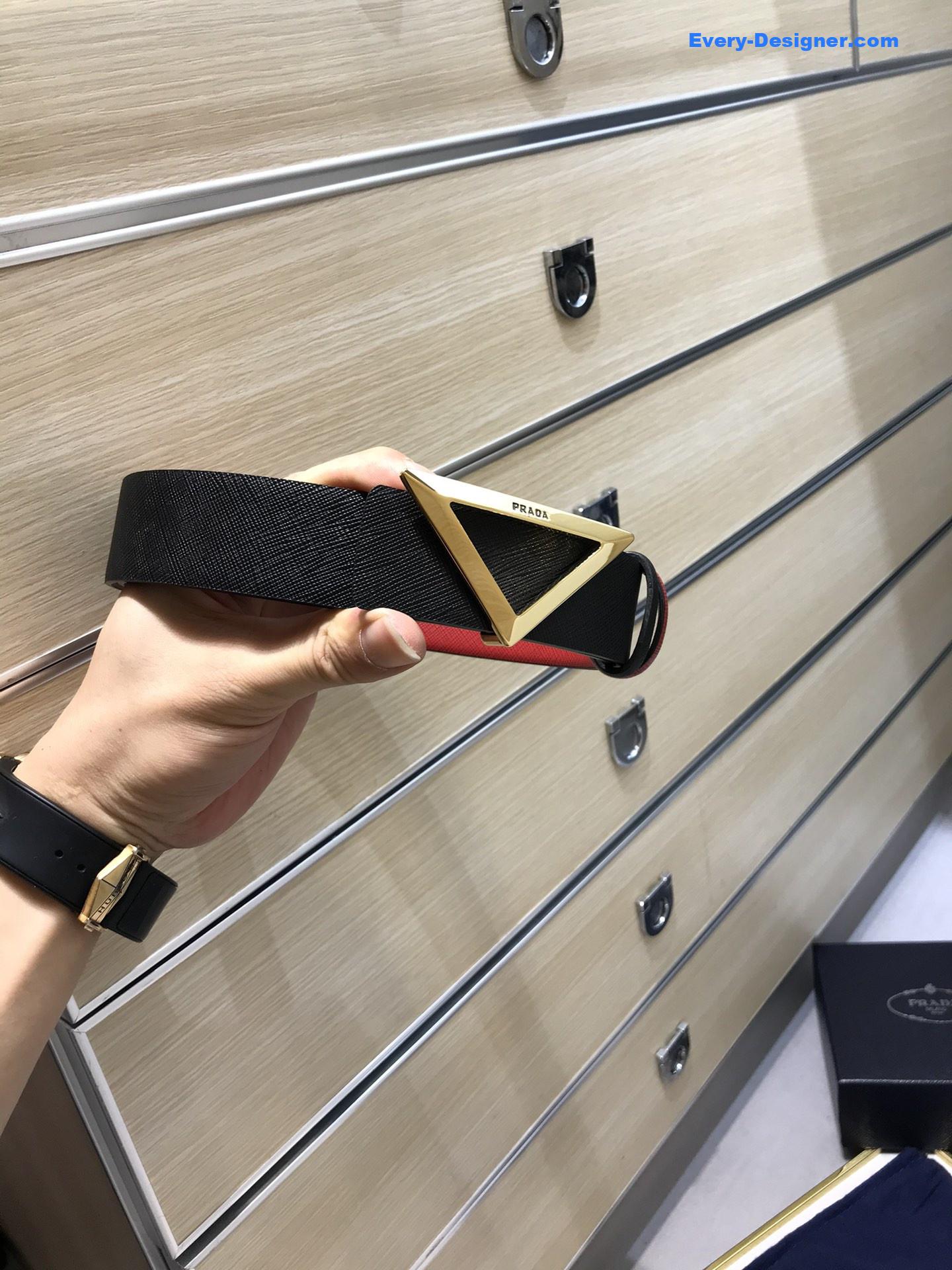 Pra*a saffiano leather belt