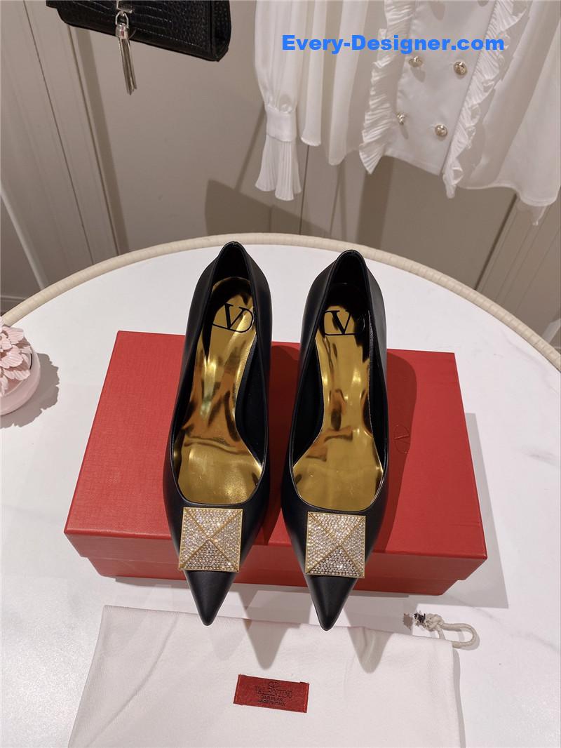 valentino top rhinestone stud high heels