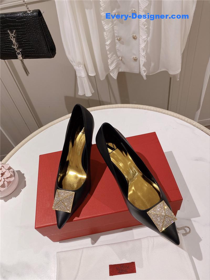valentino top rhinestone stud high heels