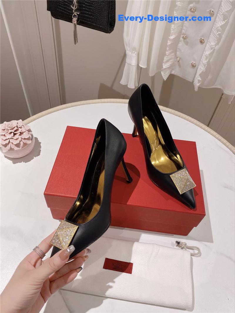valentino top rhinestone stud high heels