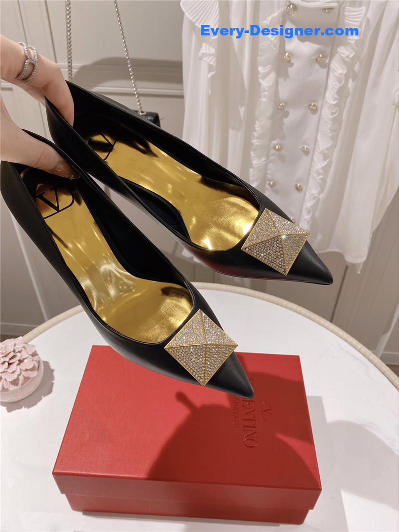 valentino top rhinestone stud high heels