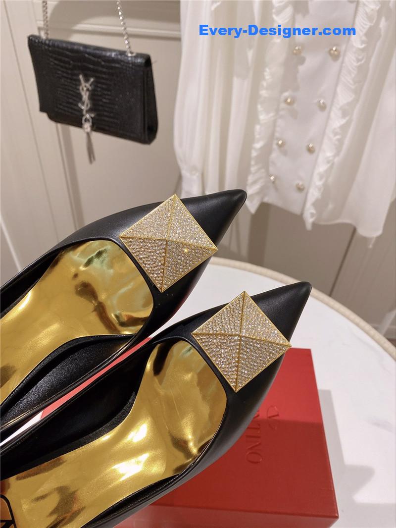 valentino top rhinestone stud high heels