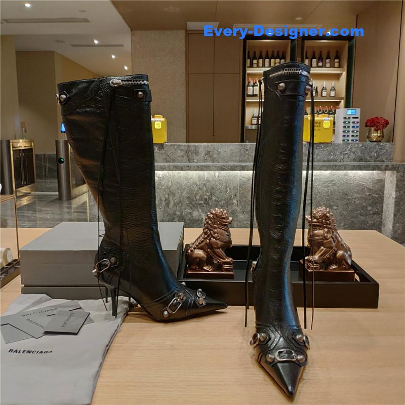Ba1en*iaga lemon point toe side zip tall boots