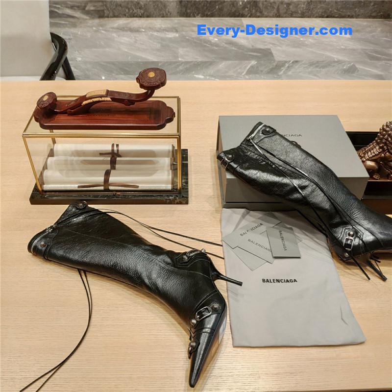 Ba1en*iaga lemon point toe side zip tall boots