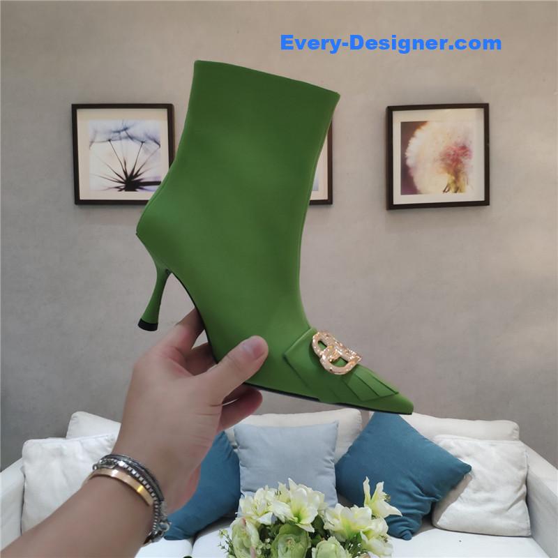 Ba1en*iaga new shape double b buckle flower toe ankle boots