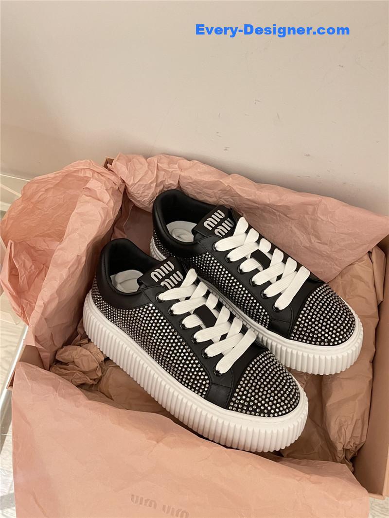 miumiu diamond biscuit white shoes