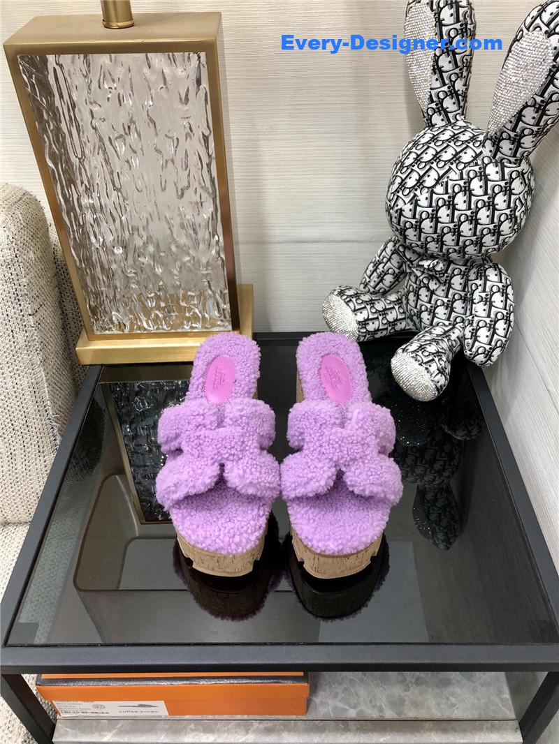 Hermes Teddy Fur Slippers