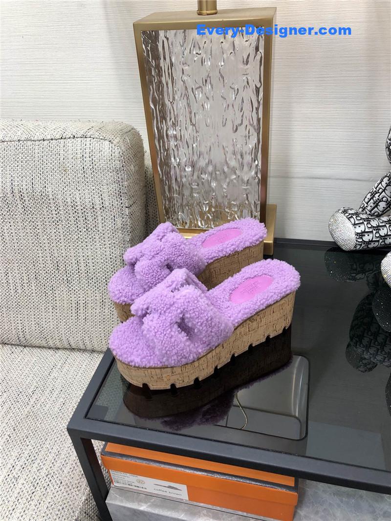 Hermes Teddy Fur Slippers