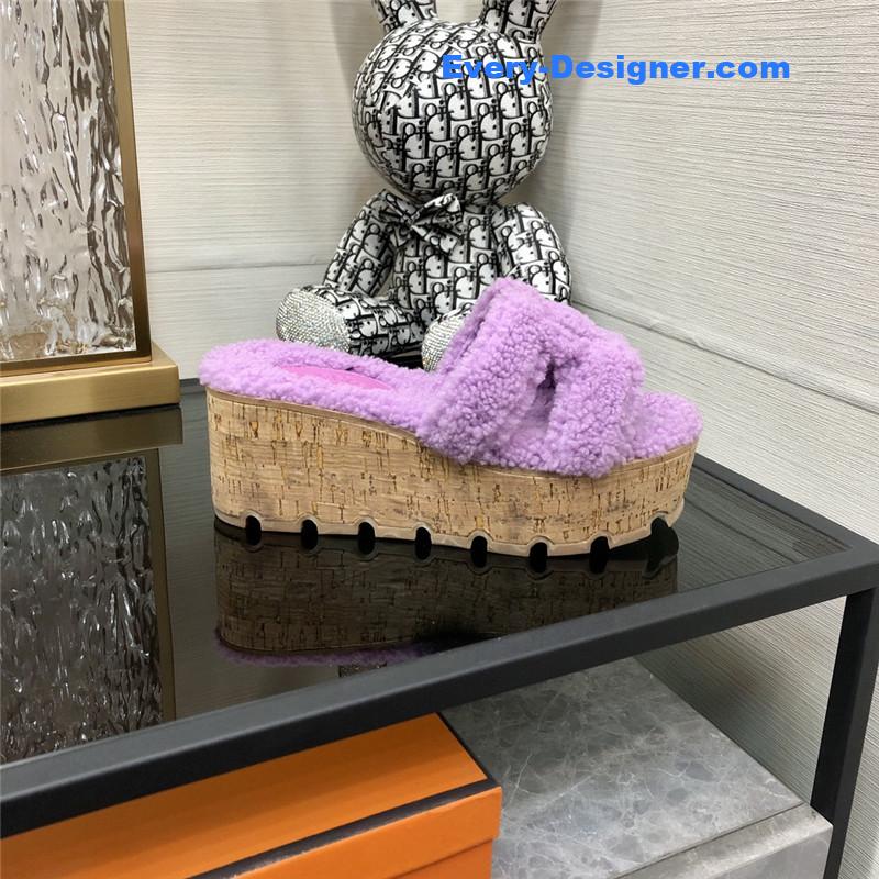 Hermes Teddy Fur Slippers