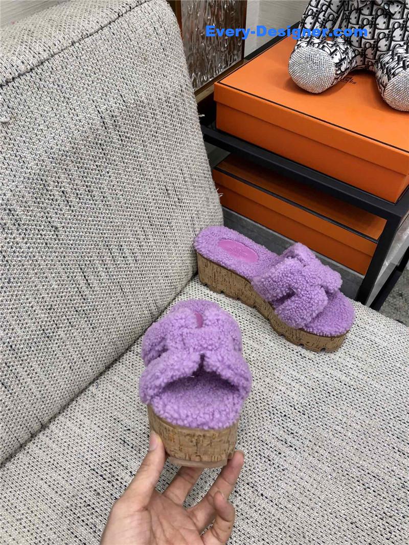 Hermes Teddy Fur Slippers