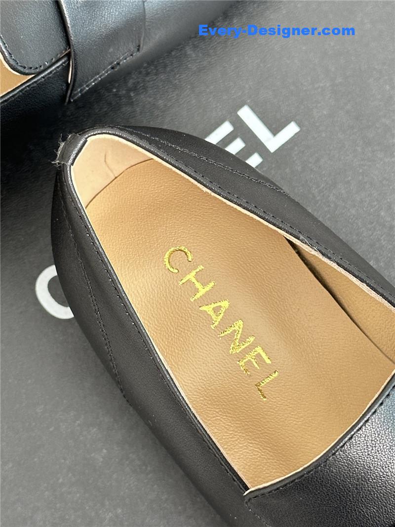 CC double C letter buckle square head chunky loafers