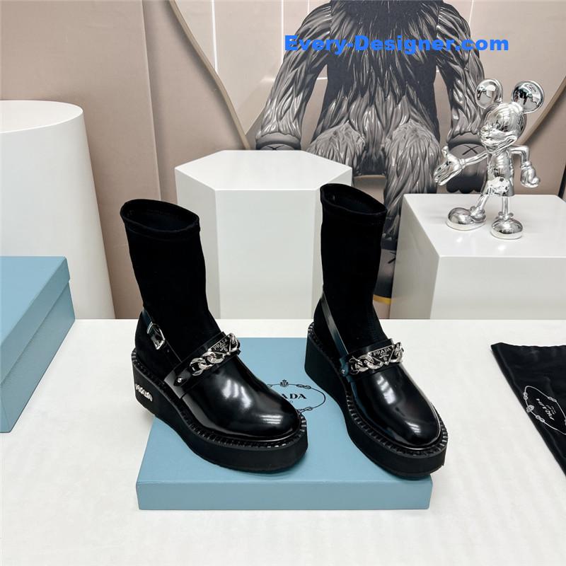 prada round toe stretch platform boots
