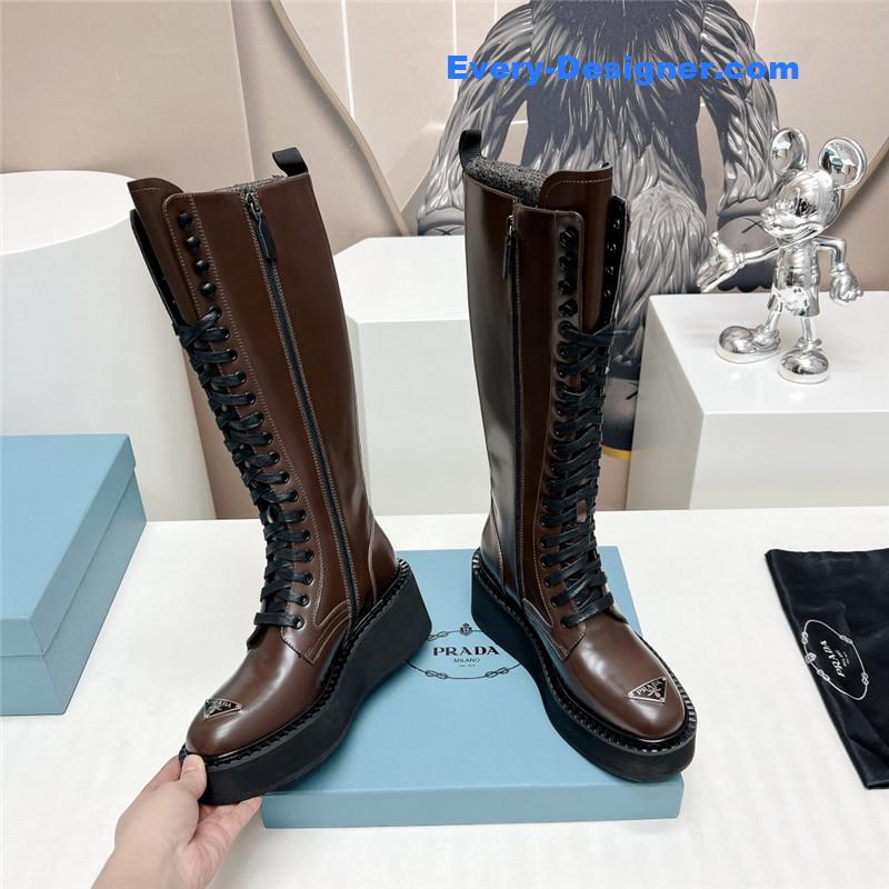 Pra*a round toe platform lace-up boots
