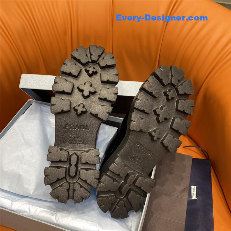 prada triangle logo lace-up loafers