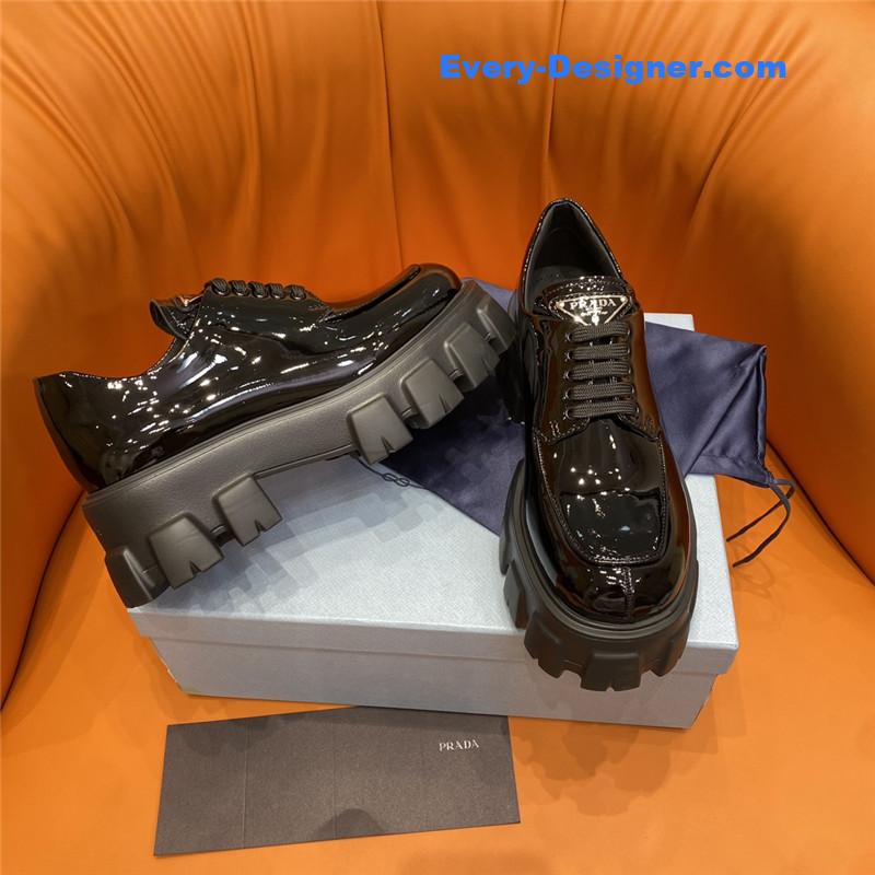 Pra*a triangle logo lace-up loafers