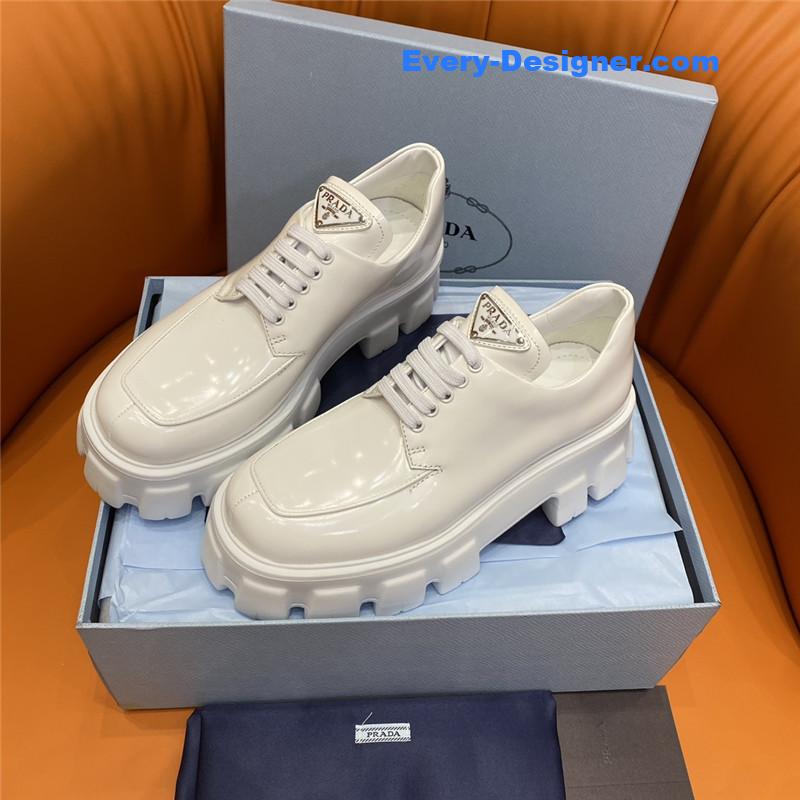 Pra*a triangle logo lace-up loafers