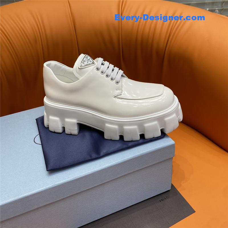 Pra*a triangle logo lace-up loafers