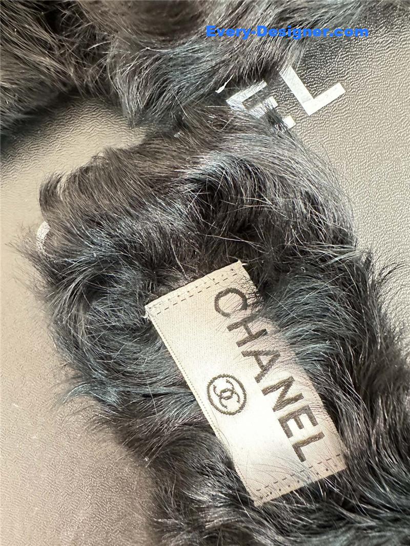 CC new Mier pure wool double C four-leaf clover fur slippers