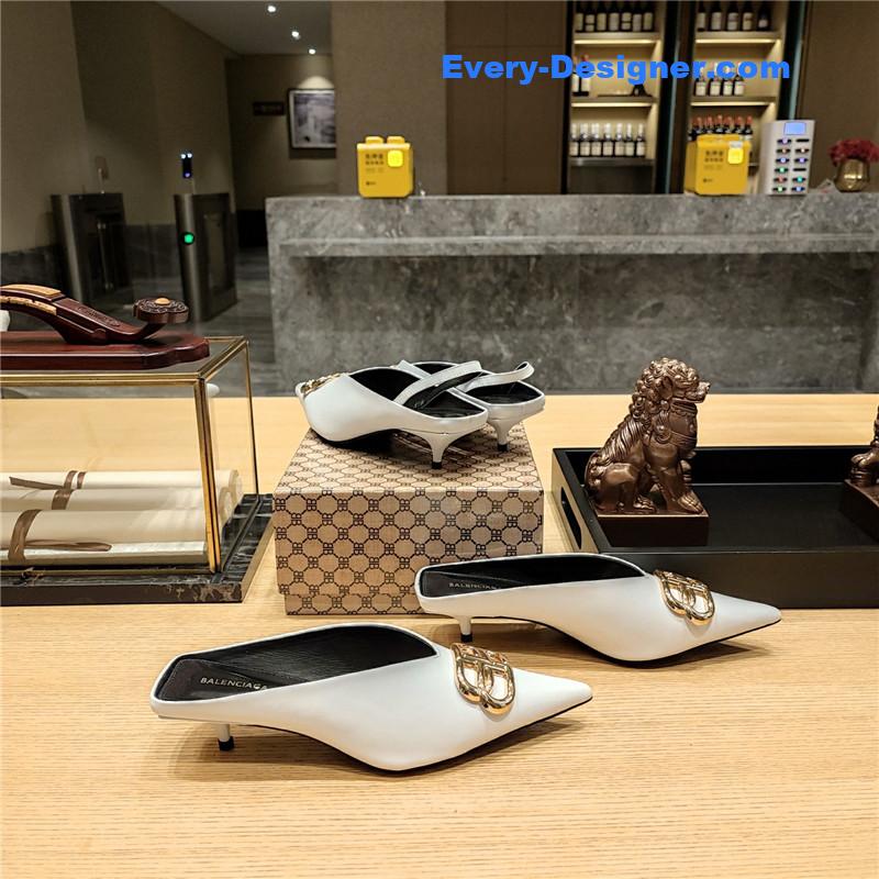 Ba1en*iaga double b buckle cat heel mules slippers