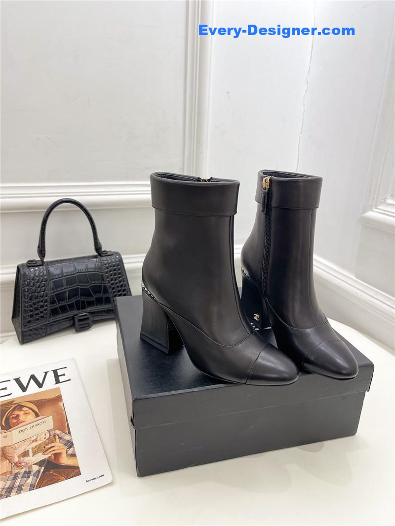 CC catwalk style pearl heel ankle boots