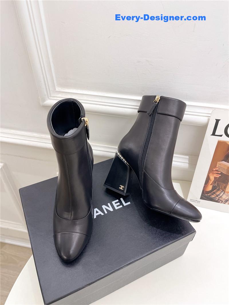 CC catwalk style pearl heel ankle boots