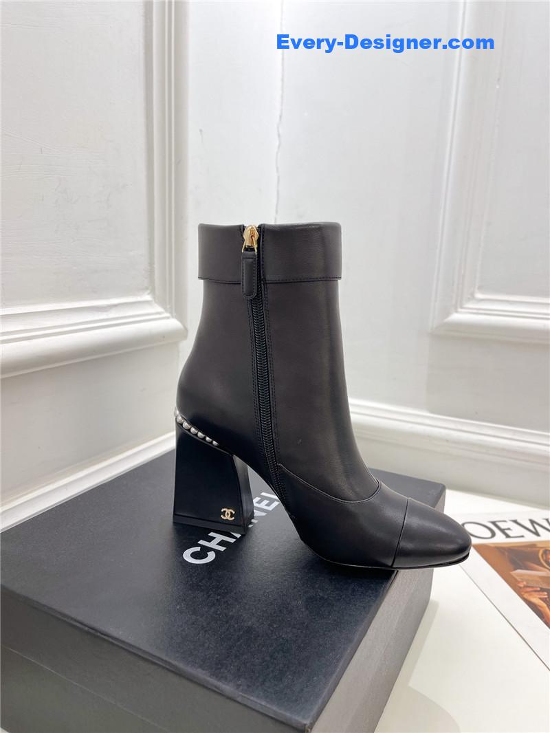 CC catwalk style pearl heel ankle boots