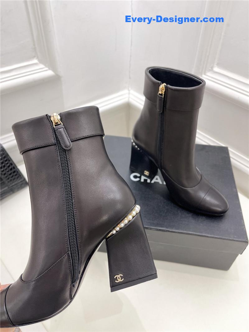 CC catwalk style pearl heel ankle boots