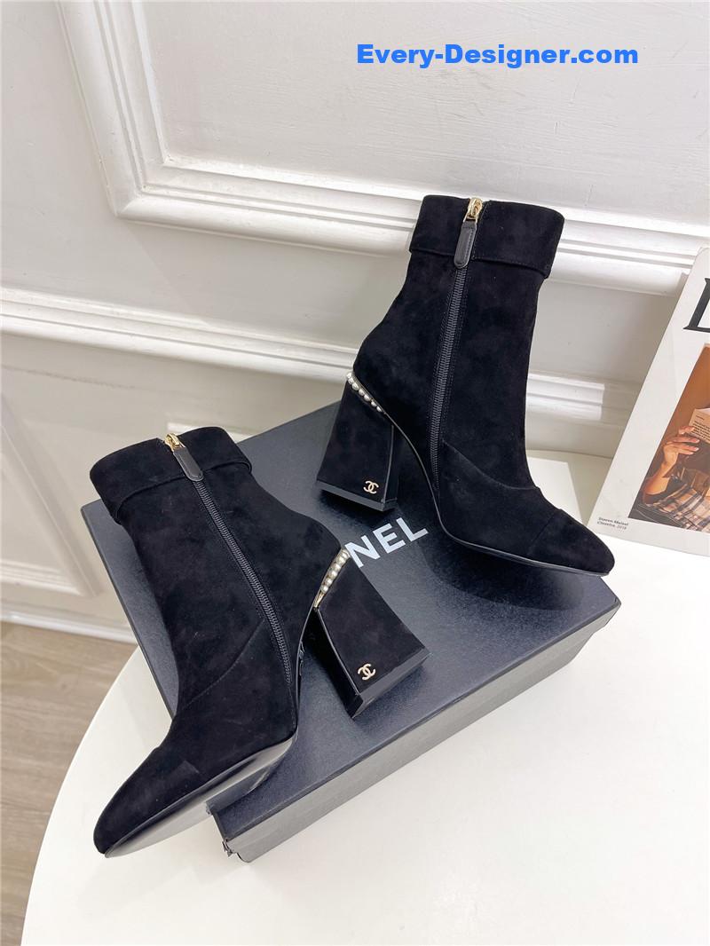 CC catwalk style pearl heel ankle boots