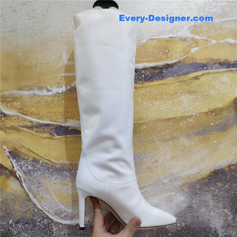 J1m*y Ch00 signature jc buckle chunky heel leather boots