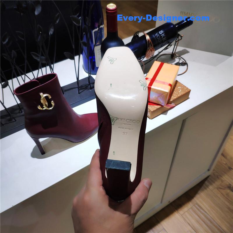 J1m*y Ch00 signature jc buckle chunky heel leather boots