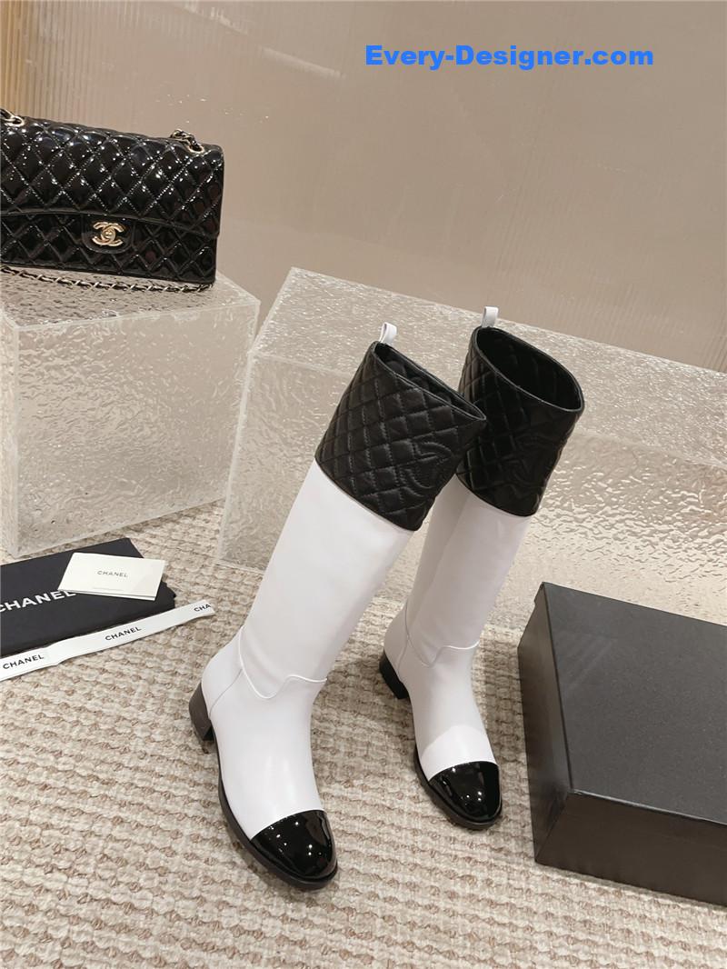CC retro small round toe stitching design boots