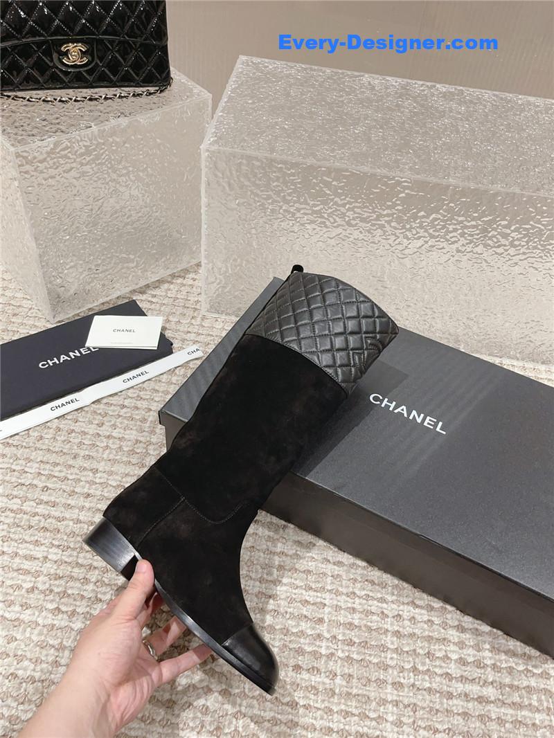 CC retro small round toe stitching design boots