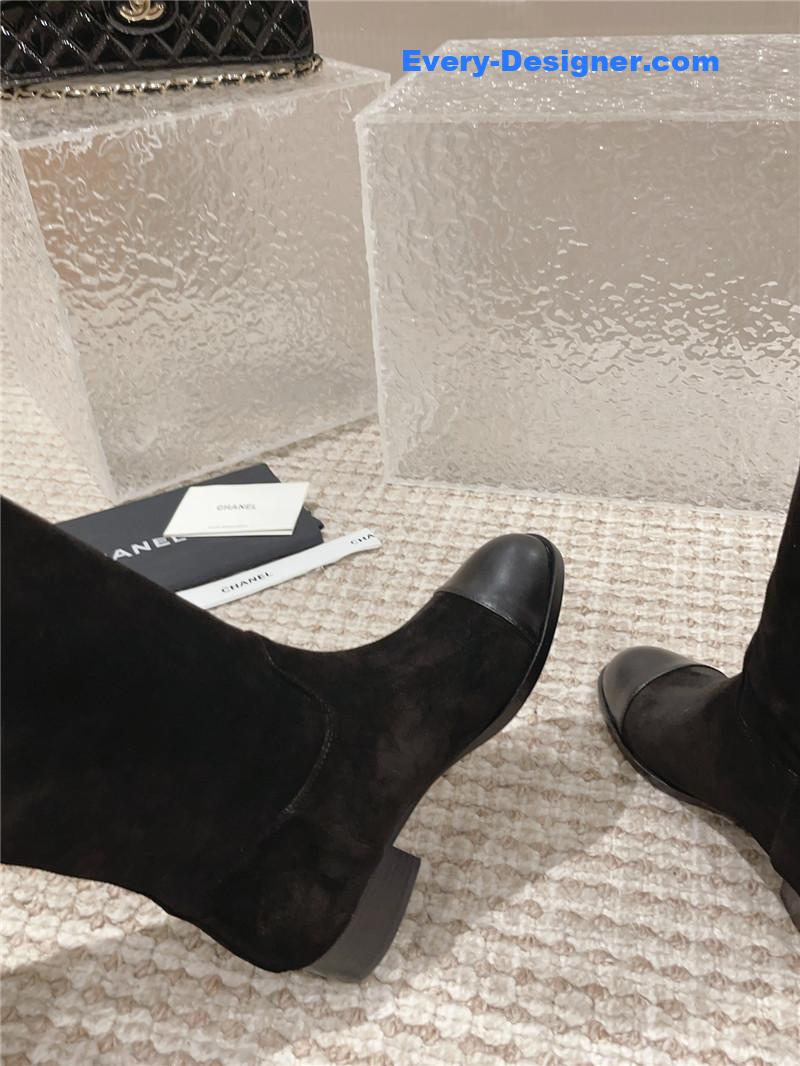 CC retro small round toe stitching design boots