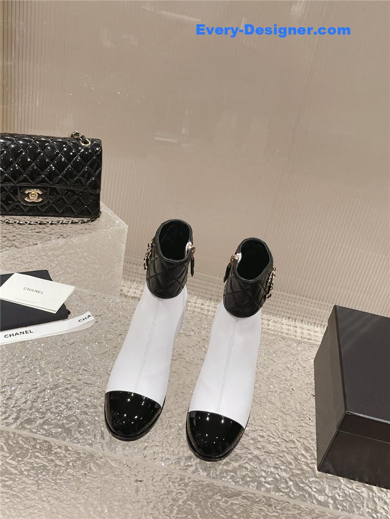 CC retro small round toe stitching design boots