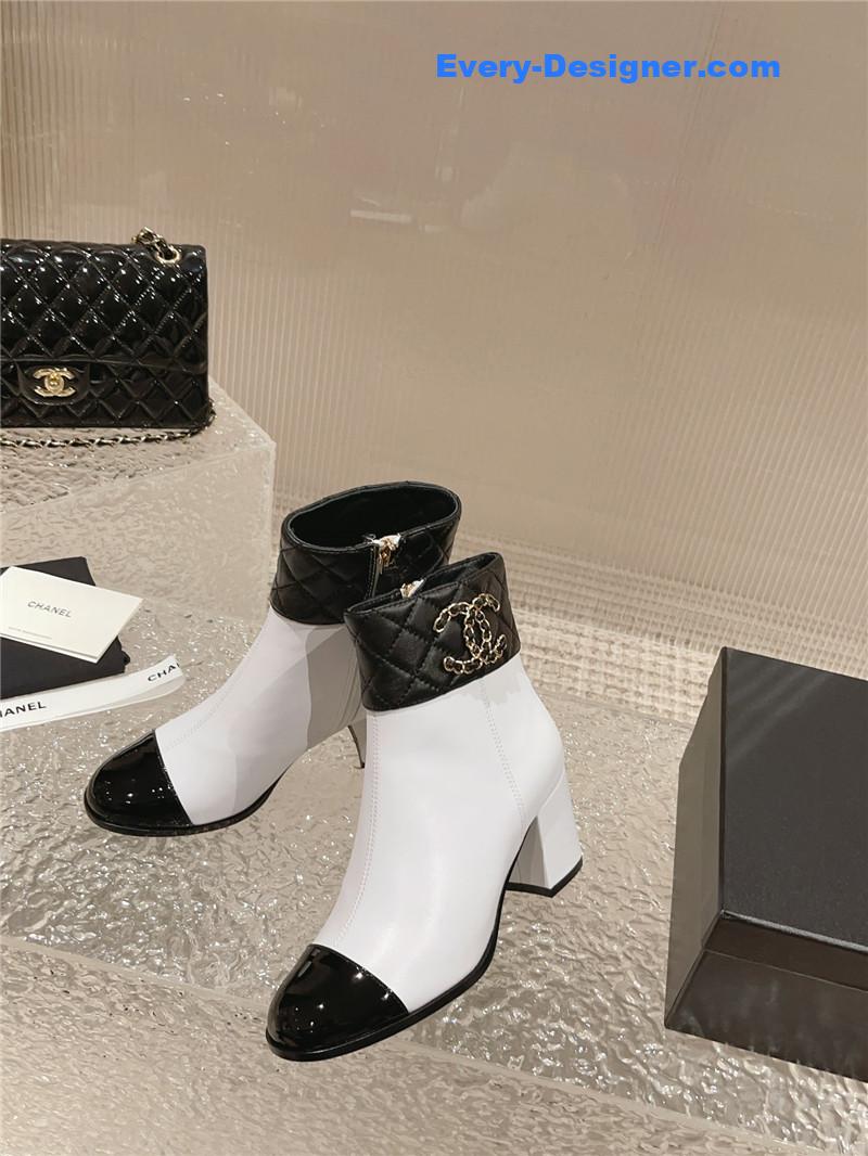 CC retro small round toe stitching design boots