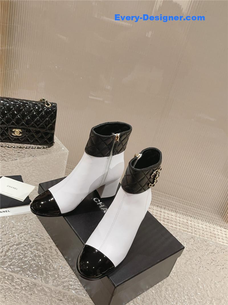 CC retro small round toe stitching design boots