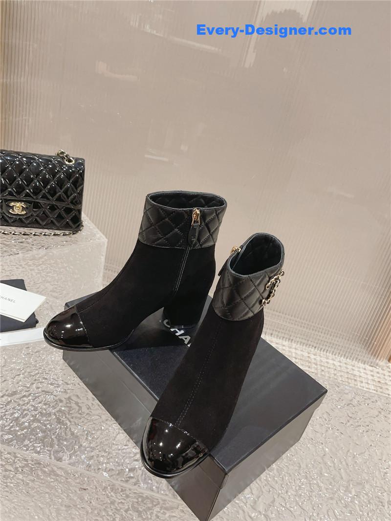 CC retro small round toe stitching design boots