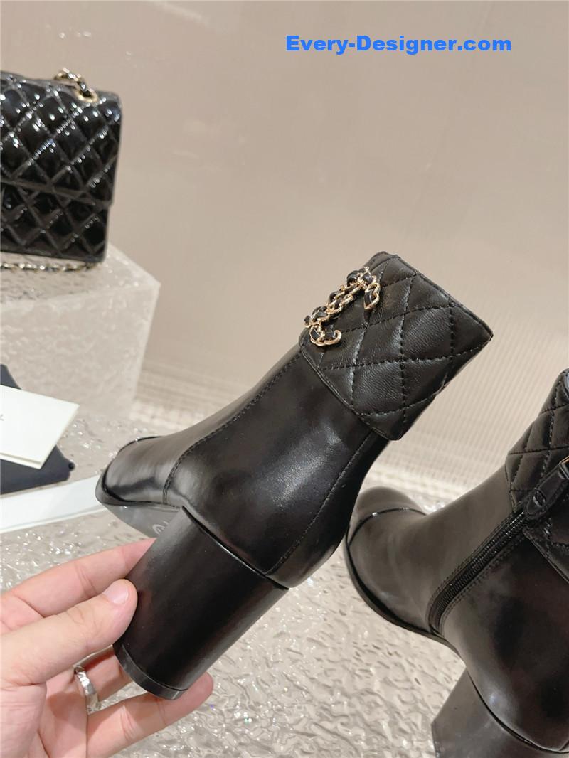 CC retro small round toe stitching design boots