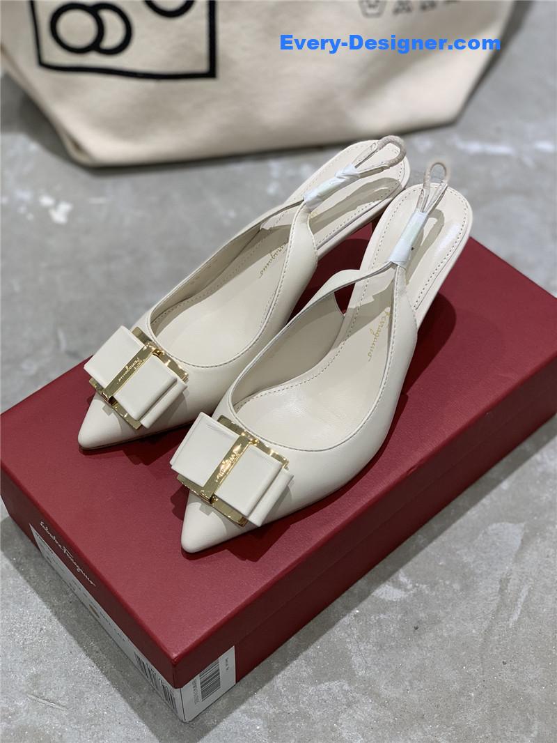 Salvatore Ferragamo pointed toe layered bow back sandals