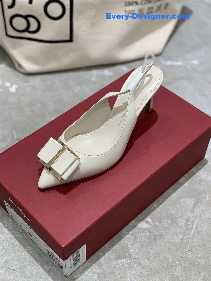 Salvatore Ferragamo pointed toe layered bow back sandals