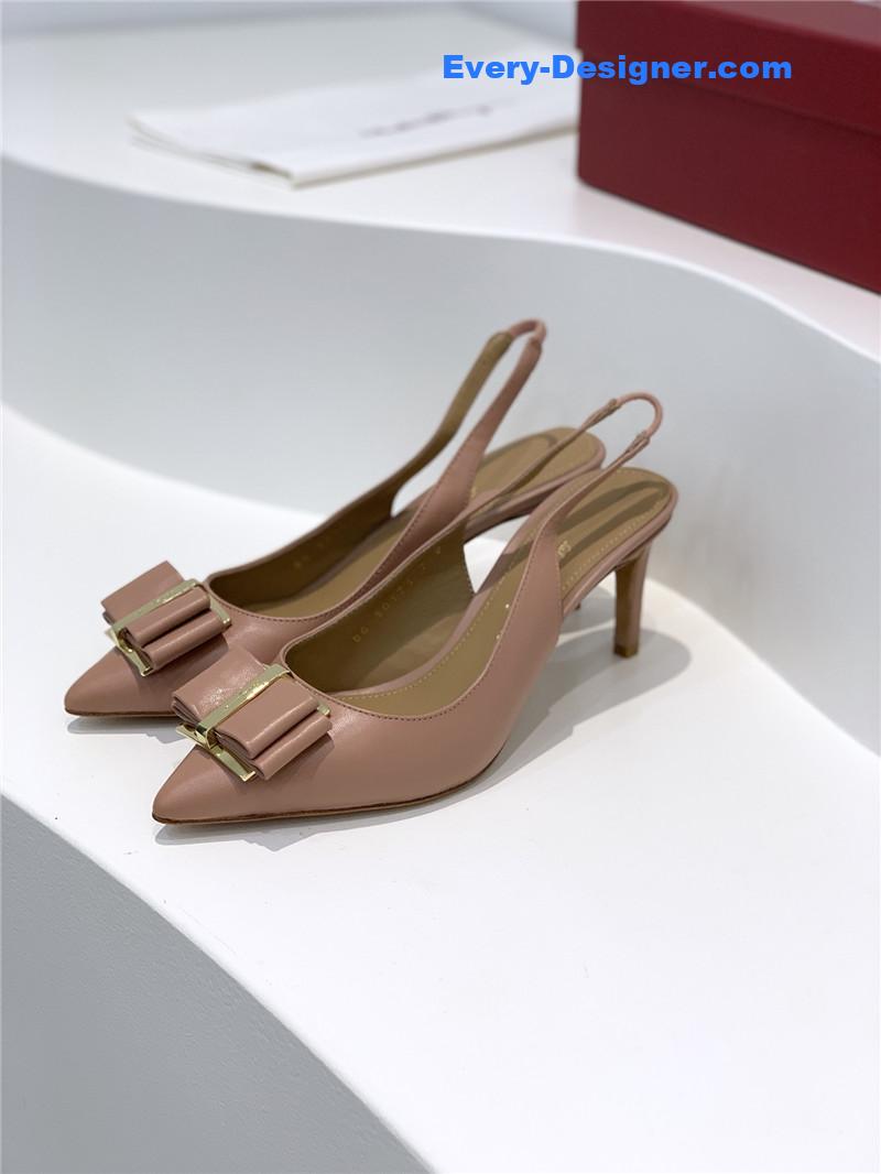 Salvatore Ferragamo pointed toe layered bow back sandals