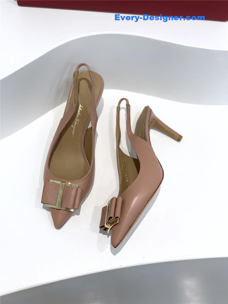 Salvatore Ferragamo pointed toe layered bow back sandals